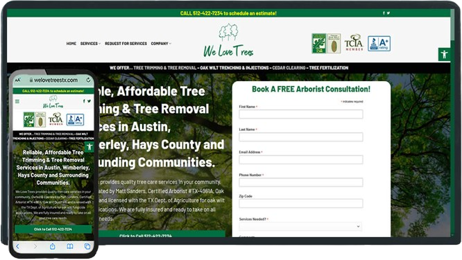 We Love Trees website from the Be Visible portfolio
