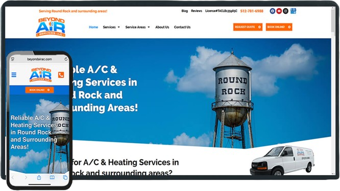 Beyond Air Services, LLC website from the Be Visible portfolio