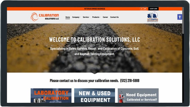 Calibration Solutions, LLC website from the Be Visible portfolio