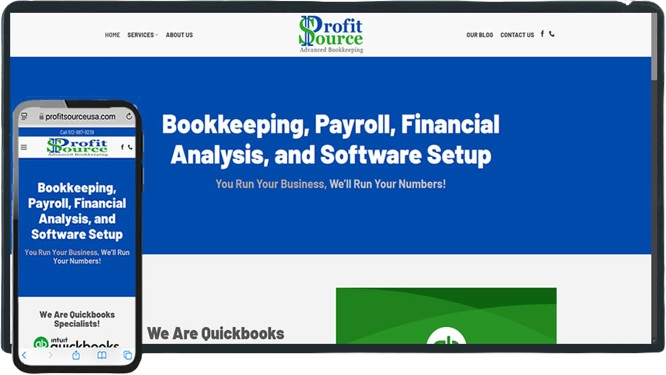Profit Source Advanced Bookkeeping website from the Be Visible portfolio
