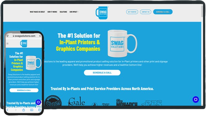 Swag Solutions website from the Be Visible portfolio