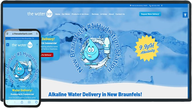 The Water Bar website from the Be Visible portfolio