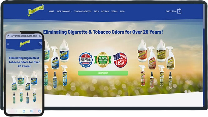 Vamoose Products website from the Be Visible portfolio